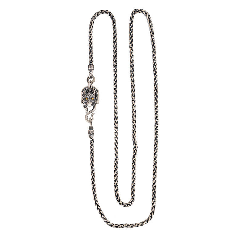 Collar de cadena de metal con forma de pájaro Garuda tibetano y piedras de Buddha Stones en plata de ley 925