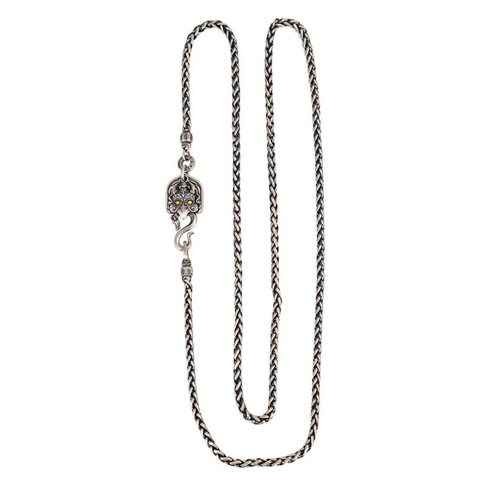 Collar de cadena de metal con forma de pájaro Garuda tibetano y piedras de Buddha Stones en plata de ley 925
