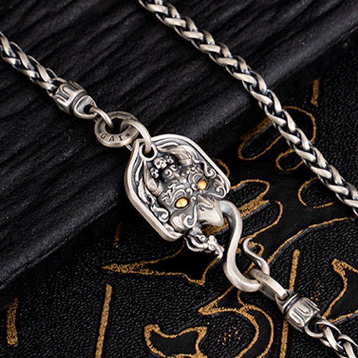 Collar de cadena de metal con forma de pájaro Garuda tibetano y piedras de Buddha Stones en plata de ley 925