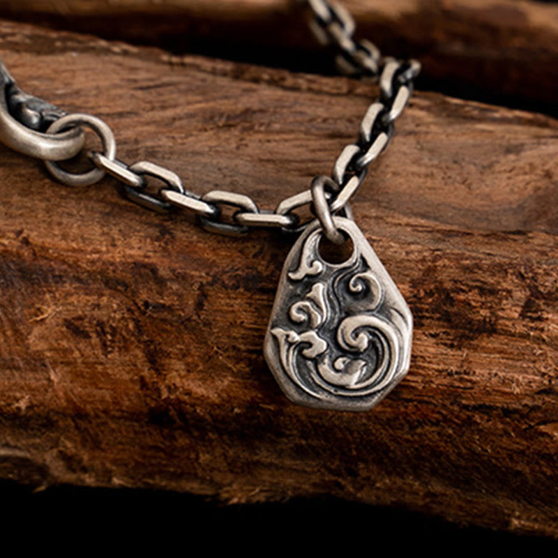 Collar de cadena de metal con bendición de Dorje Vajra de la diosa de la riqueza tibetana Zakiram blanco de plata esterlina 925 con Buddha Stones