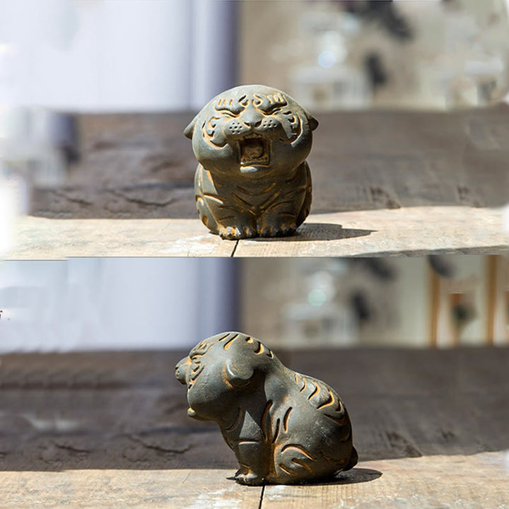 Estatua de resina fundida con óxido de hierro en polvo de tigre en miniatura con Buddha Stones para decoración del hogar - image 16