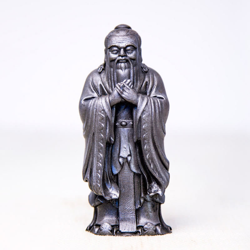 Estatua de resina fundida con óxido de hierro en polvo de Confucio hecha a mano con Buddha Stones para decoración del hogar