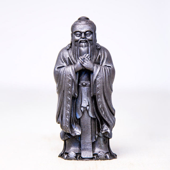 Estatua de resina fundida con óxido de hierro en polvo de Confucio hecha a mano con Buddha Stones para decoración del hogar