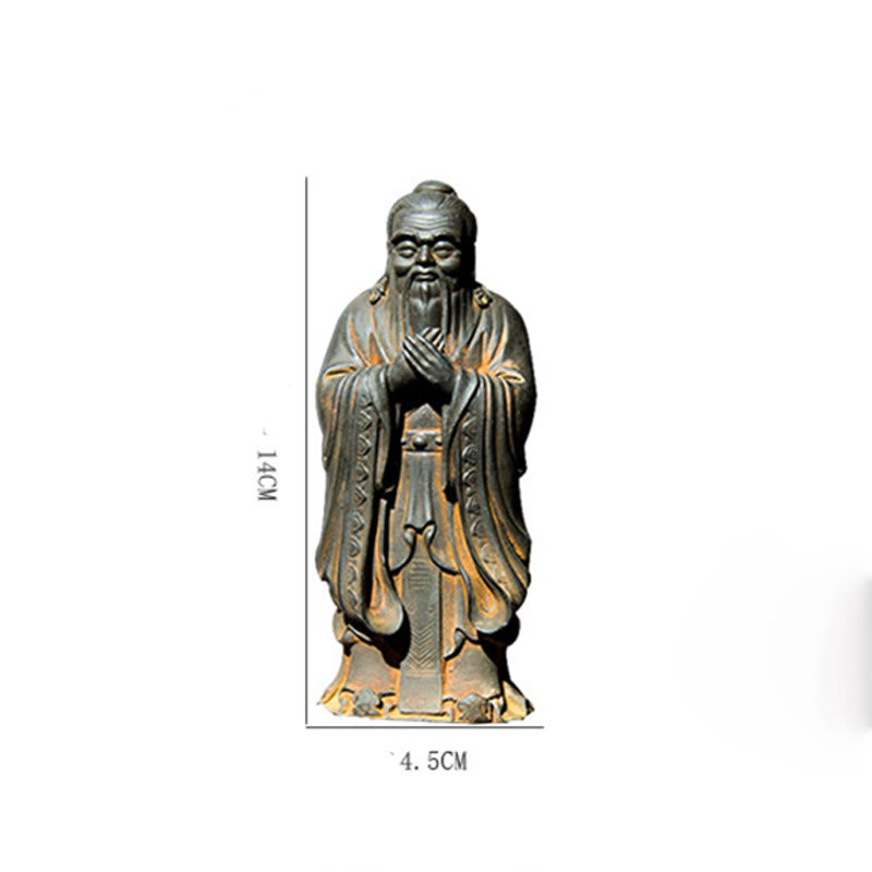 Estatua de resina fundida con óxido de hierro en polvo de Confucio hecha a mano con Buddha Stones para decoración del hogar