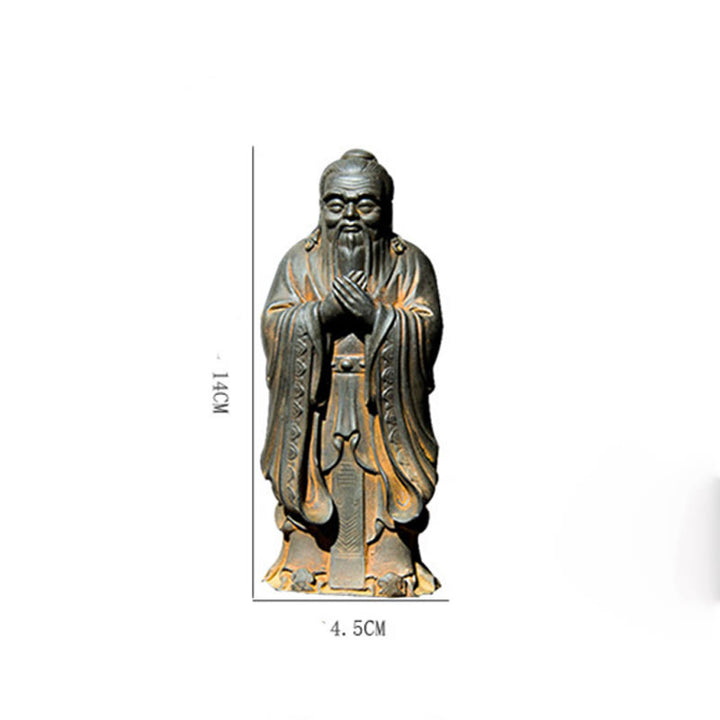 Estatua de resina fundida con óxido de hierro en polvo de Confucio hecha a mano con Buddha Stones para decoración del hogar