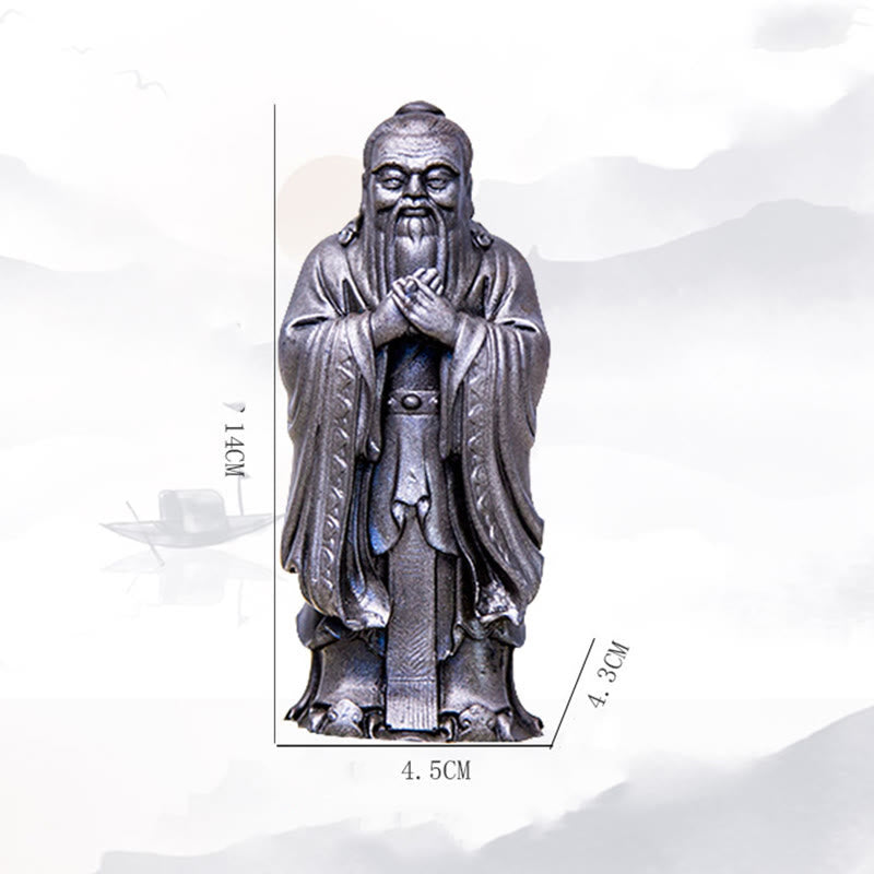 Estatua de resina fundida con óxido de hierro en polvo de Confucio hecha a mano con Buddha Stones para decoración del hogar
