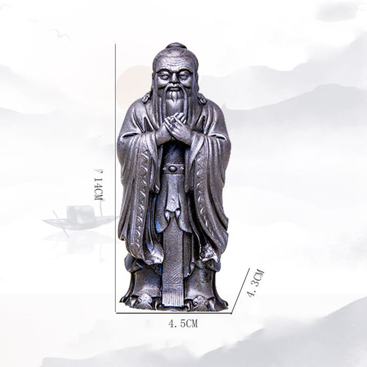 Estatua de resina fundida con óxido de hierro en polvo de Confucio hecha a mano con Buddha Stones para decoración del hogar