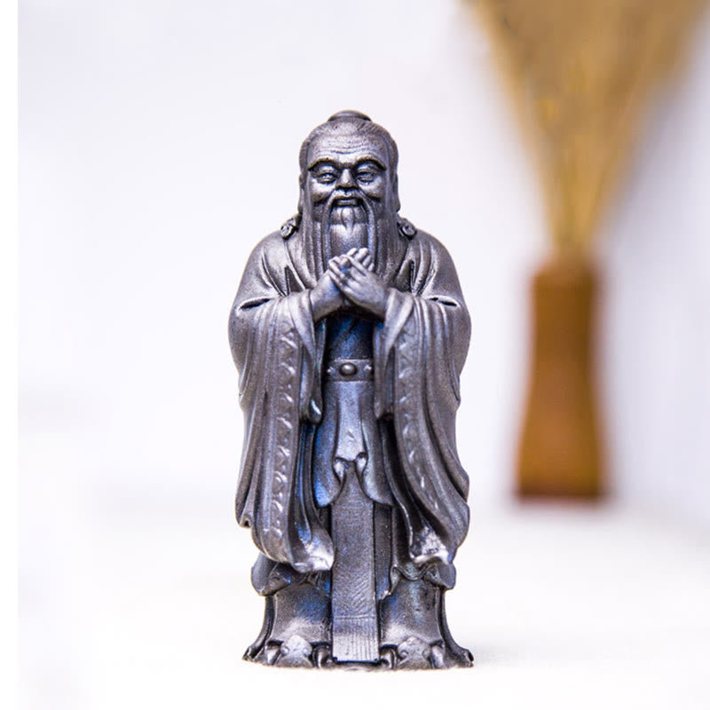 Estatua de resina fundida con óxido de hierro en polvo de Confucio hecha a mano con Buddha Stones para decoración del hogar