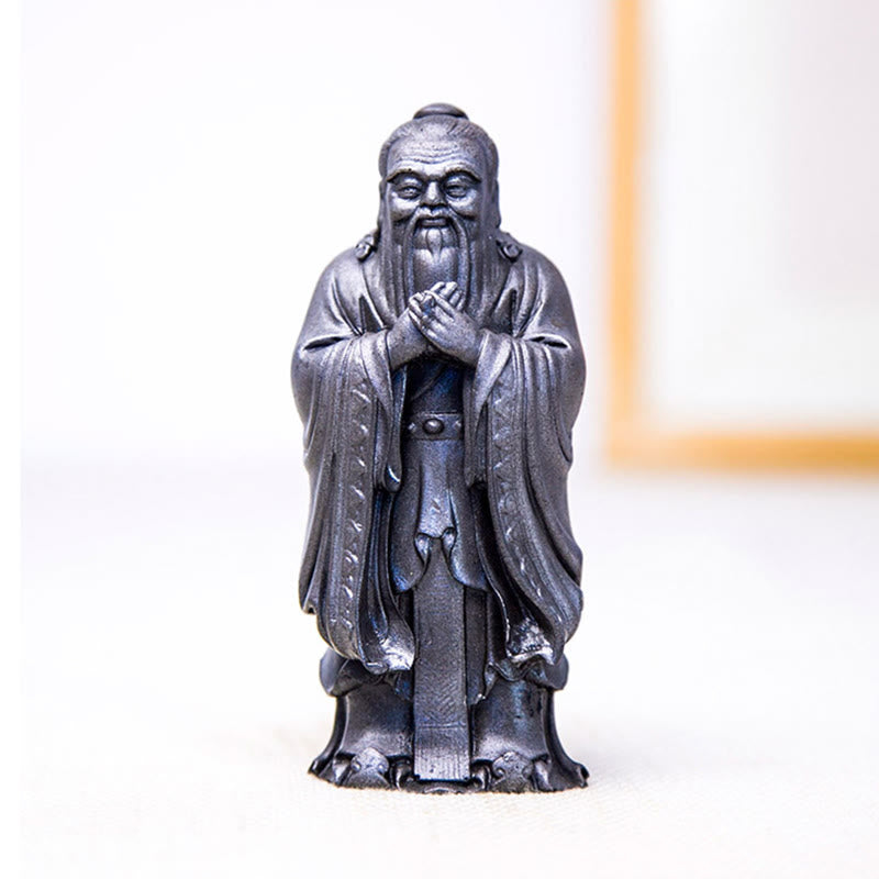 Estatua de resina fundida con óxido de hierro en polvo de Confucio hecha a mano con Buddha Stones para decoración del hogar