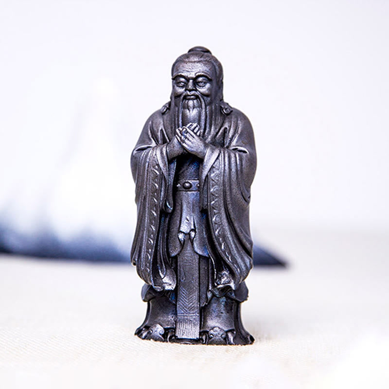 Estatua de resina fundida con óxido de hierro en polvo de Confucio hecha a mano con Buddha Stones para decoración del hogar
