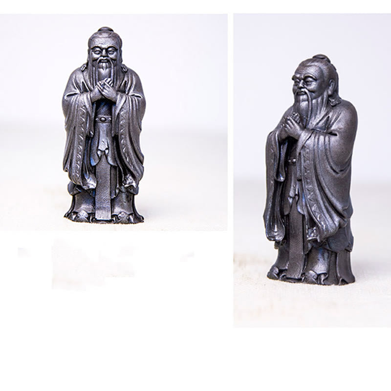 Estatua de resina fundida con óxido de hierro en polvo de Confucio hecha a mano con Buddha Stones para decoración del hogar