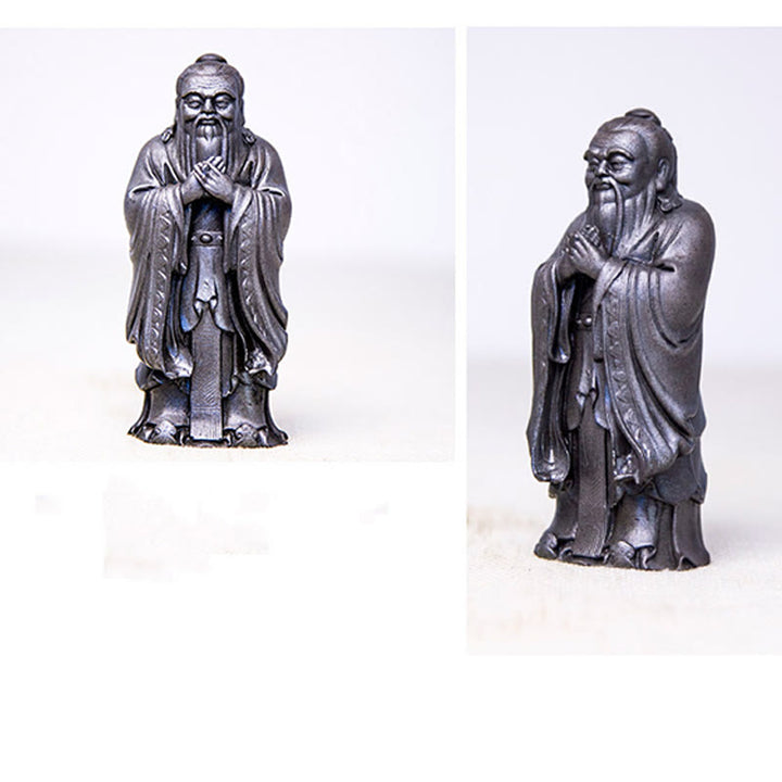 Estatua de resina fundida con óxido de hierro en polvo de Confucio hecha a mano con Buddha Stones para decoración del hogar