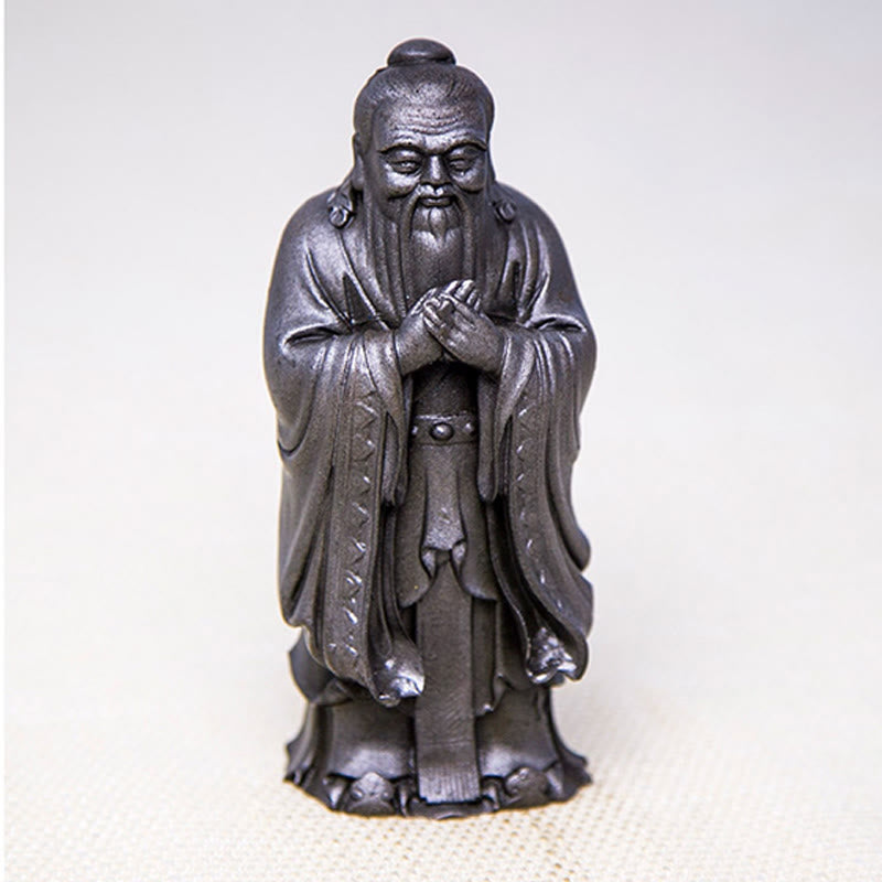 Estatua de resina fundida con óxido de hierro en polvo de Confucio hecha a mano con Buddha Stones para decoración del hogar