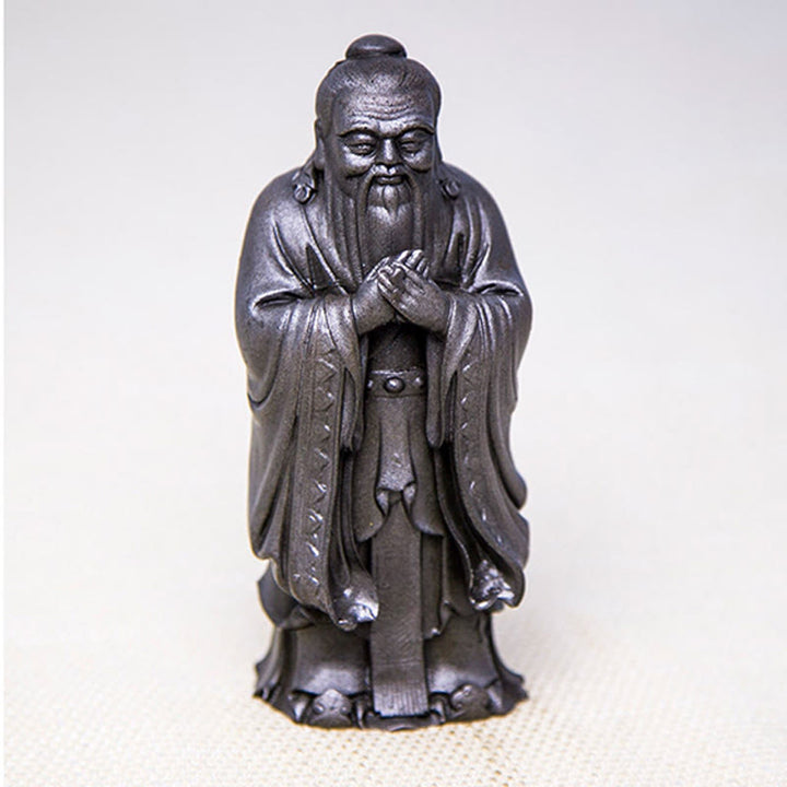 Estatua de resina fundida con óxido de hierro en polvo de Confucio hecha a mano con Buddha Stones para decoración del hogar