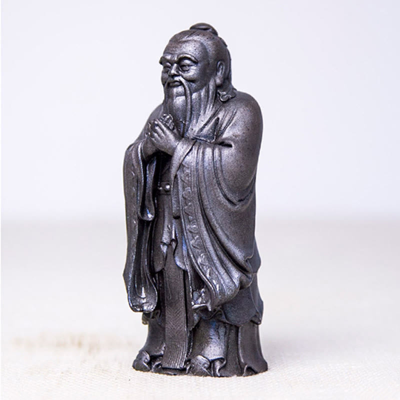 Estatua de resina fundida con óxido de hierro en polvo de Confucio hecha a mano con Buddha Stones para decoración del hogar