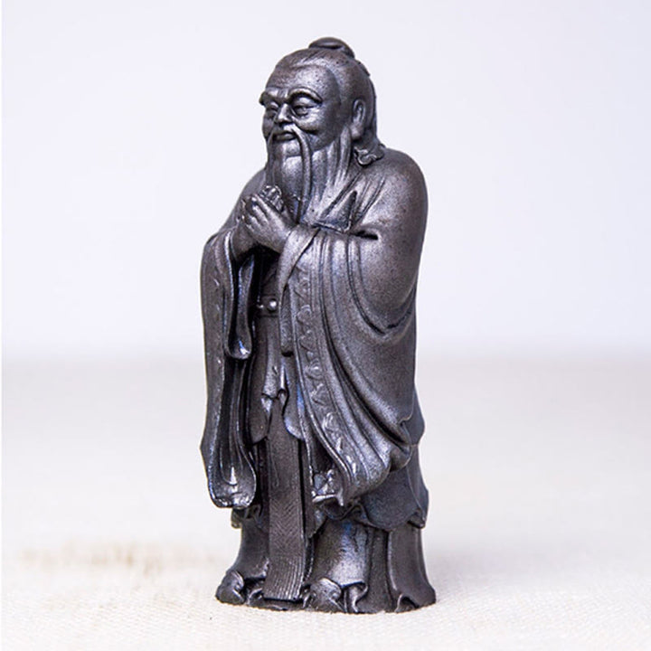 Estatua de resina fundida con óxido de hierro en polvo de Confucio hecha a mano con Buddha Stones para decoración del hogar