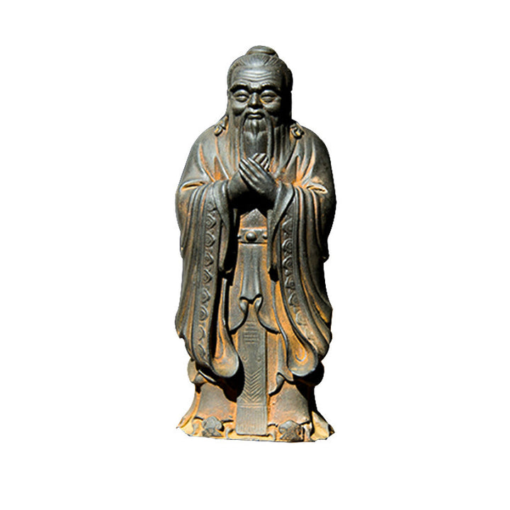 Estatua de resina fundida con óxido de hierro en polvo de Confucio hecha a mano con Buddha Stones para decoración del hogar