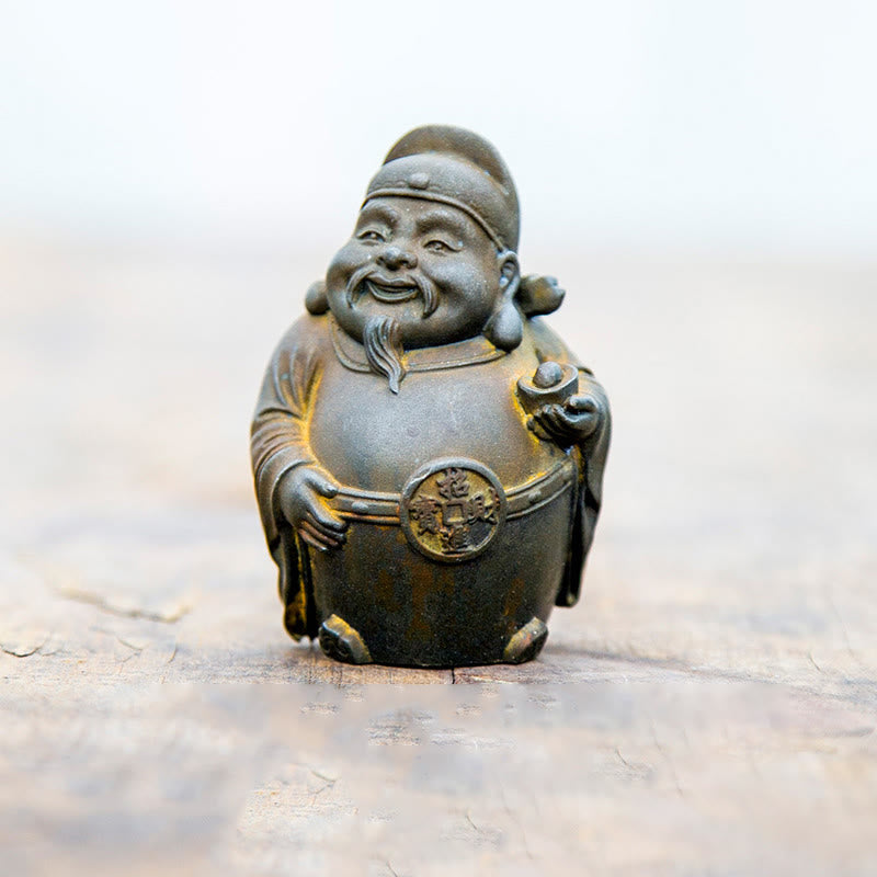 Estatua de resina fundida con óxido de hierro hecha a mano con Buddha Stones, dios militar literario de la riqueza, decoración del hogar - Versión Rust - Dios literario de la riqueza 7*4,6*4 cm - image 2