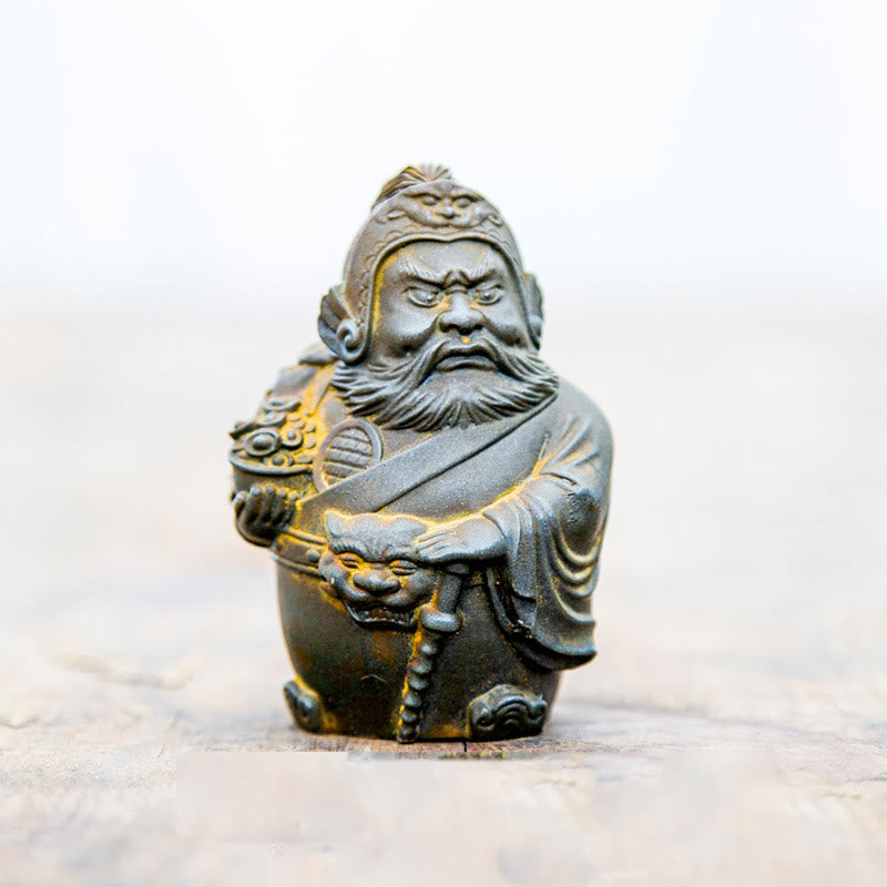 Estatua de resina fundida con óxido de hierro hecha a mano con Buddha Stones, dios militar literario de la riqueza, decoración del hogar - Versión Rust - Dios militar de la riqueza 7*4,8*4,3 cm - image 6