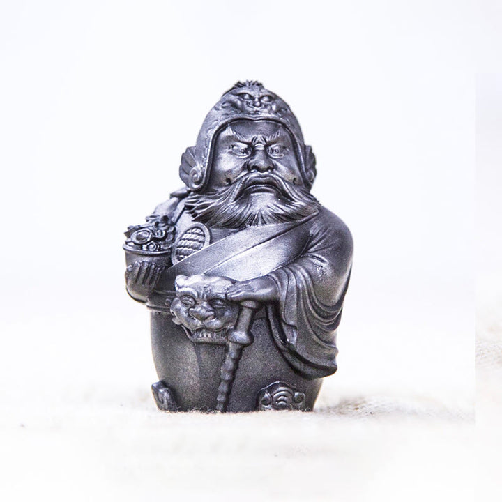 Estatua de resina fundida con óxido de hierro hecha a mano con Buddha Stones, dios militar literario de la riqueza, decoración del hogar - Versión pulida - Dios militar de la riqueza 7*4,8*4,3 cm - image 14