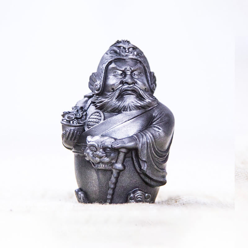 Estatua de resina fundida con óxido de hierro hecha a mano con Buddha Stones, dios militar literario de la riqueza, decoración del hogar
