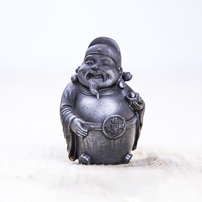 Estatua de resina fundida con óxido de hierro hecha a mano con Buddha Stones, dios militar literario de la riqueza, decoración del hogar