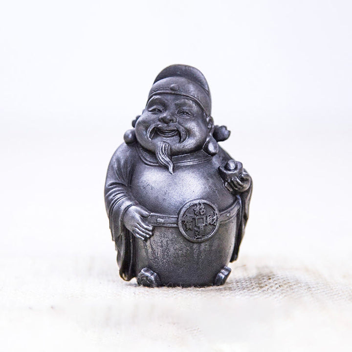 Estatua de resina fundida con óxido de hierro hecha a mano con Buddha Stones, dios militar literario de la riqueza, decoración del hogar