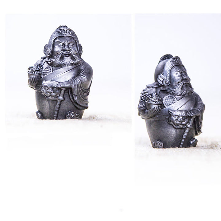 Estatua de resina fundida con óxido de hierro hecha a mano con Buddha Stones, dios militar literario de la riqueza, decoración del hogar