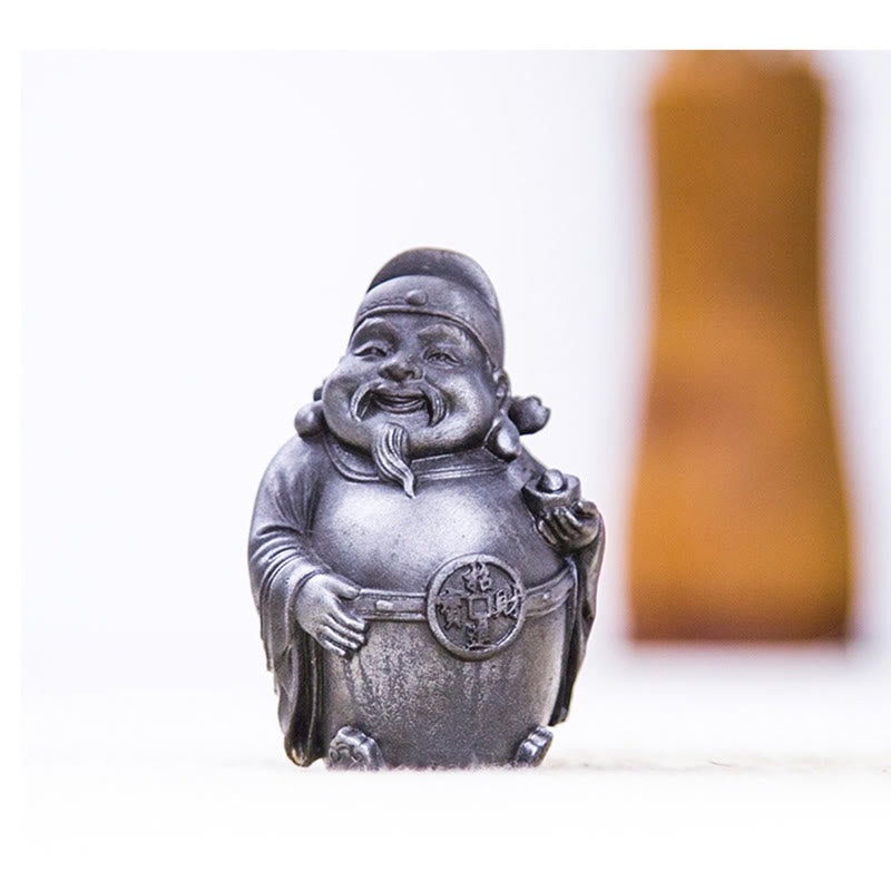 Estatua de resina fundida con óxido de hierro hecha a mano con Buddha Stones, dios militar literario de la riqueza, decoración del hogar