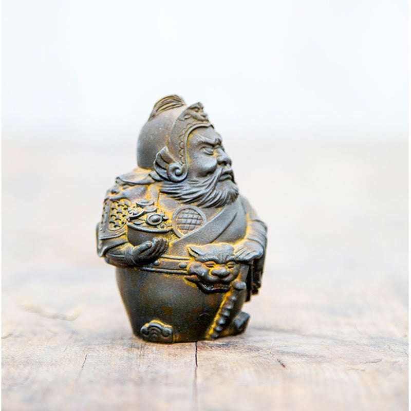 Estatua de resina fundida con óxido de hierro hecha a mano con Buddha Stones, dios militar literario de la riqueza, decoración del hogar