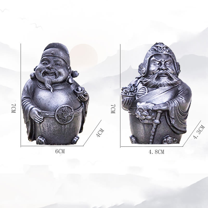 Estatua de resina fundida con óxido de hierro hecha a mano con Buddha Stones, dios militar literario de la riqueza, decoración del hogar