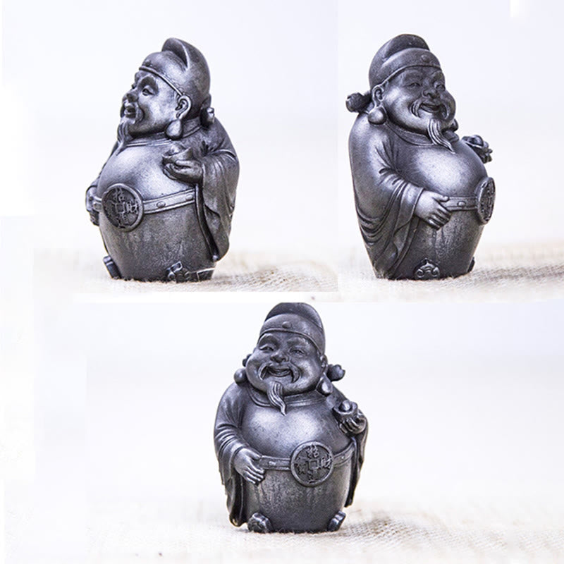 Estatua de resina fundida con óxido de hierro hecha a mano con Buddha Stones, dios militar literario de la riqueza, decoración del hogar