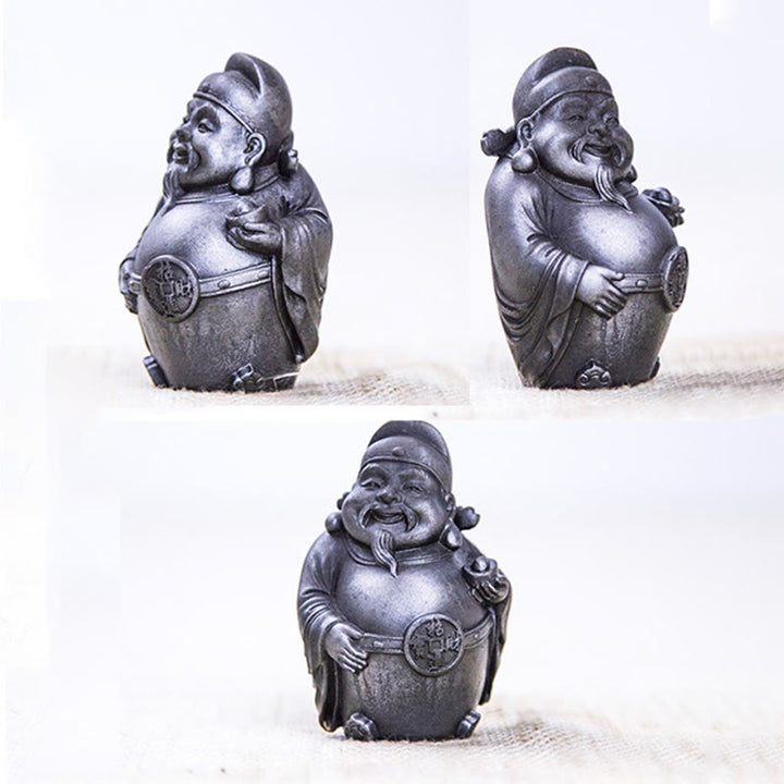 Estatua de resina fundida con óxido de hierro hecha a mano con Buddha Stones, dios militar literario de la riqueza, decoración del hogar