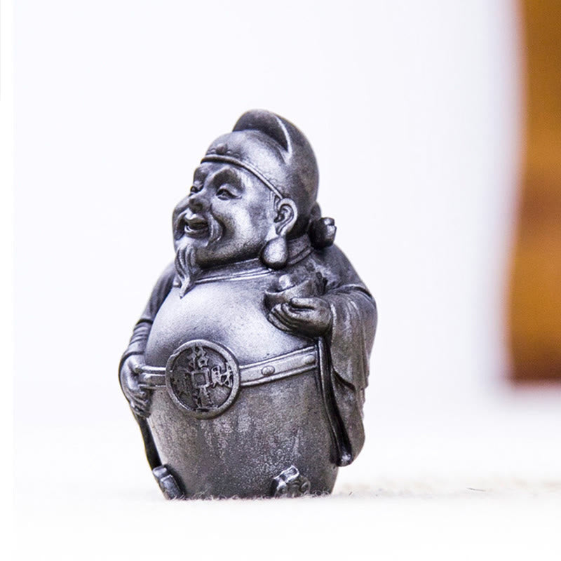 Estatua de resina fundida con óxido de hierro hecha a mano con Buddha Stones, dios militar literario de la riqueza, decoración del hogar