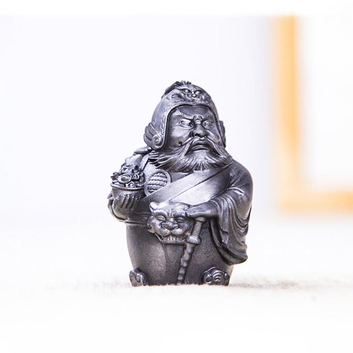 Estatua de resina fundida con óxido de hierro hecha a mano con Buddha Stones, dios militar literario de la riqueza, decoración del hogar