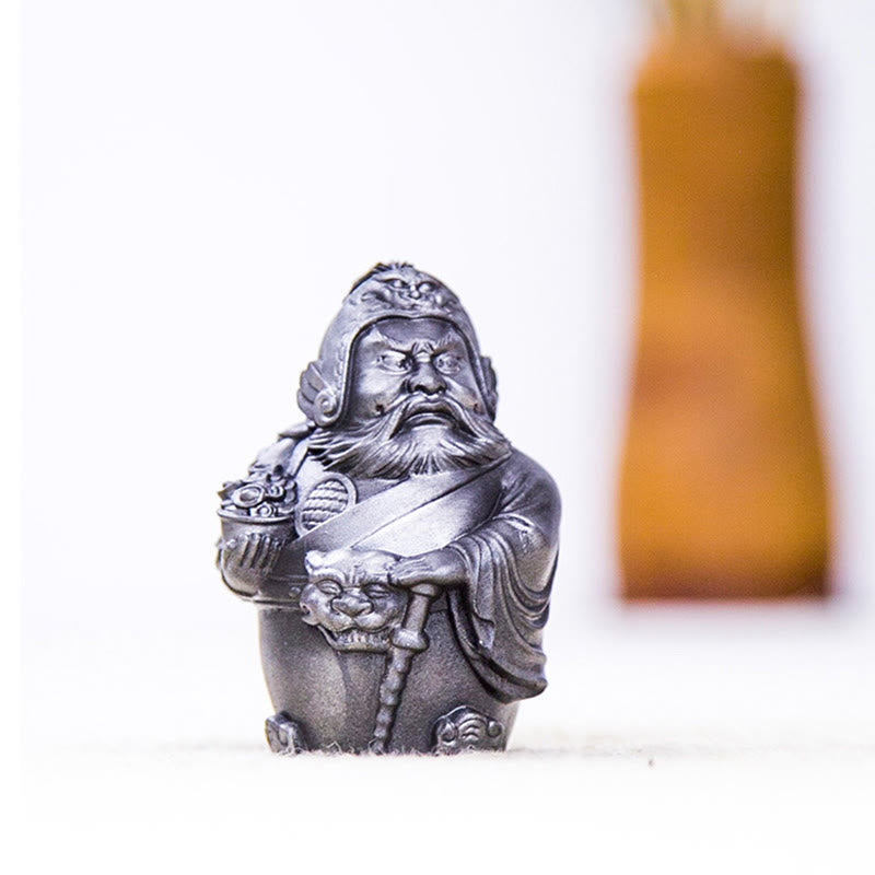 Estatua de resina fundida con óxido de hierro hecha a mano con Buddha Stones, dios militar literario de la riqueza, decoración del hogar