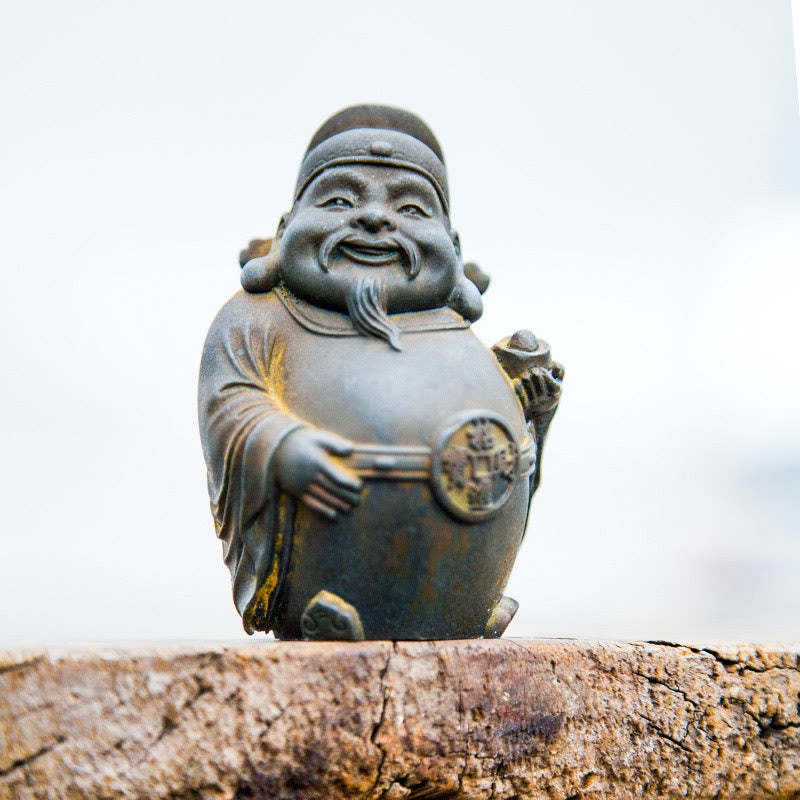 Estatua de resina fundida con óxido de hierro hecha a mano con Buddha Stones, dios militar literario de la riqueza, decoración del hogar