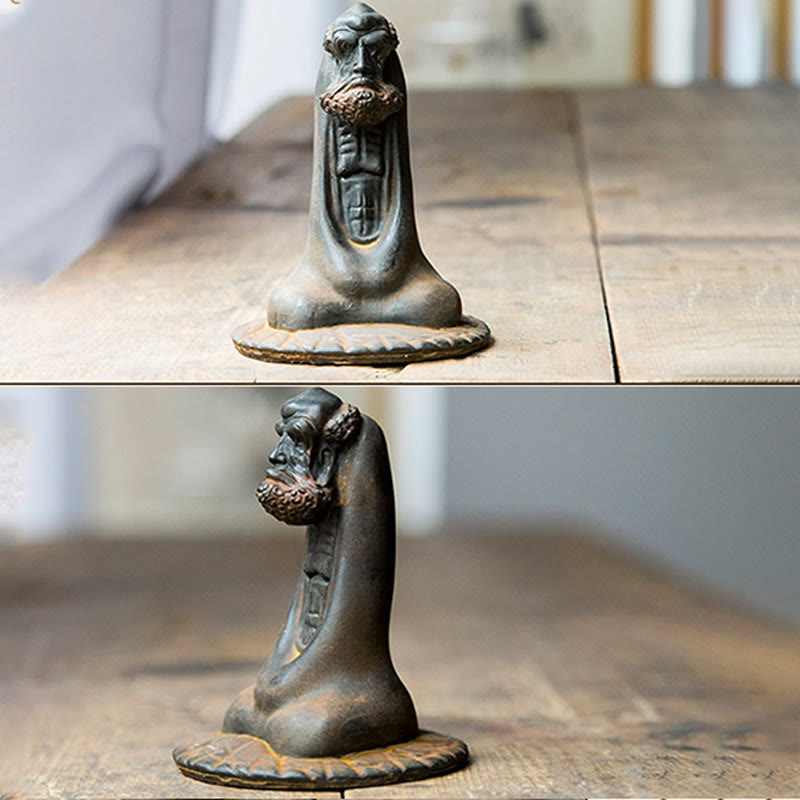 Estatua de resina fundida con óxido de hierro en polvo de Bodhidharma hecha a mano con Buddha Stones para decoración del hogar - image 11