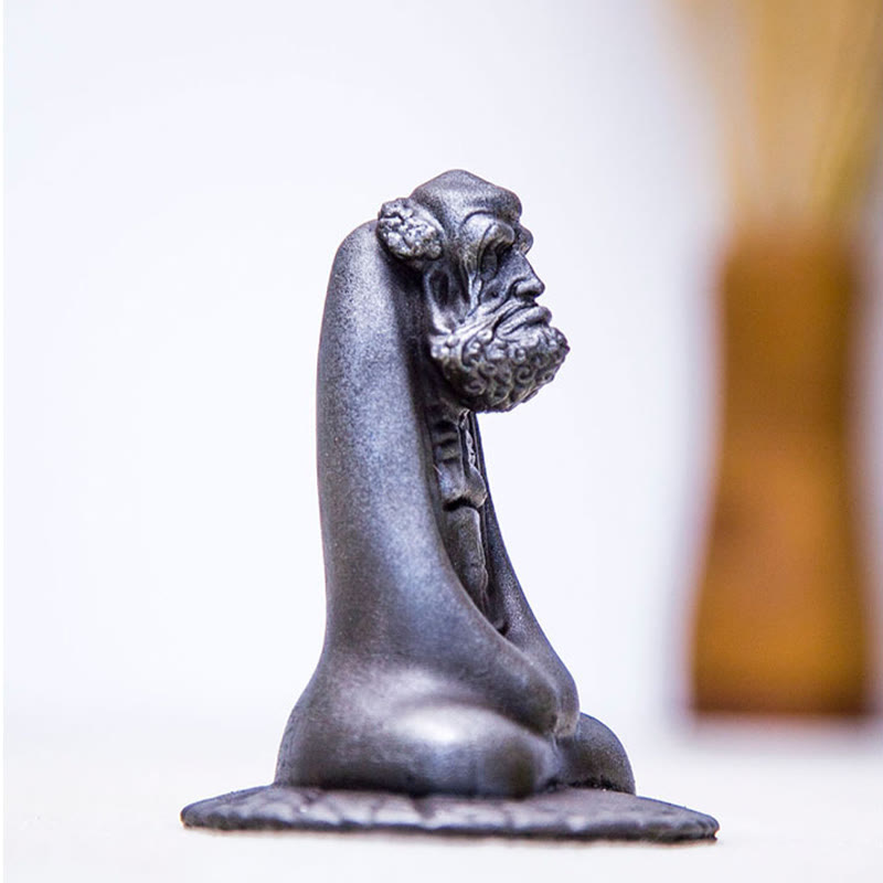 Estatua de resina fundida con óxido de hierro en polvo de Bodhidharma hecha a mano con Buddha Stones para decoración del hogar - image 15