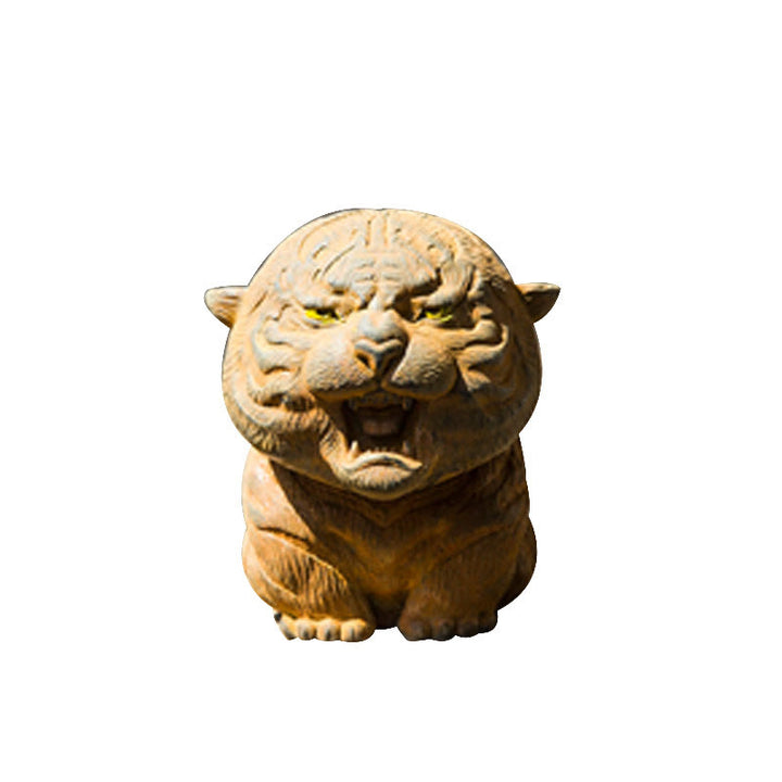 Estatua de resina fundida con óxido de hierro en polvo de tigre rugiente hecha a mano con Buddha Stones para decoración del hogar