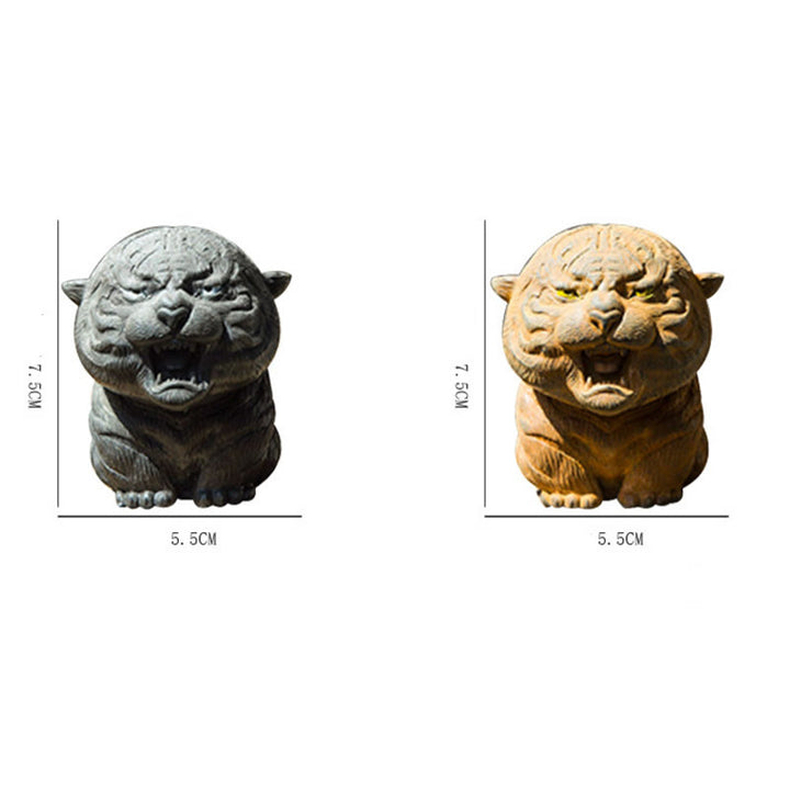 Estatua de resina fundida con óxido de hierro en polvo de tigre rugiente hecha a mano con Buddha Stones para decoración del hogar