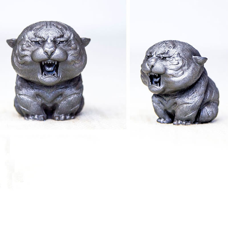 Estatua de resina fundida con óxido de hierro en polvo de tigre rugiente hecha a mano con Buddha Stones para decoración del hogar