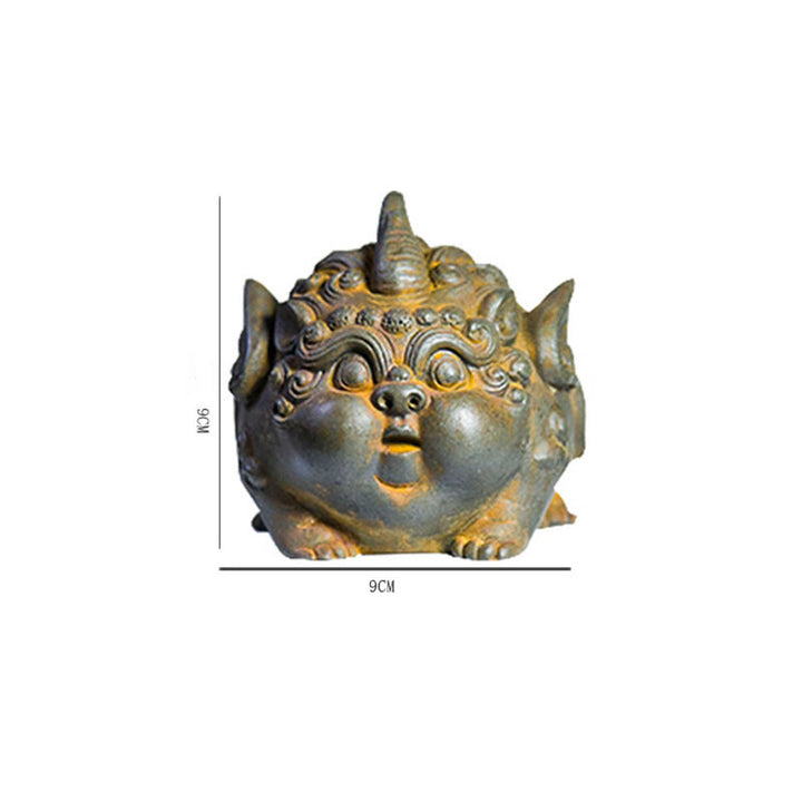 Estatua de resina fundida con óxido de hierro en polvo de PiXiu hecha a mano con Buddha Stones para decoración del hogar