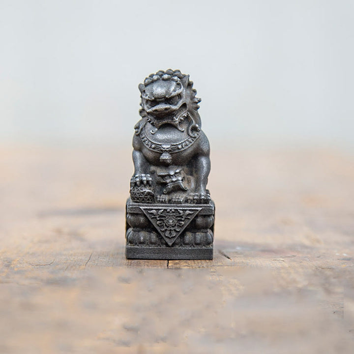 Estatua de resina fundida con óxido de hierro y polvo de león hecha a mano con Buddha Stones, protección contra el mal, decoración del hogar