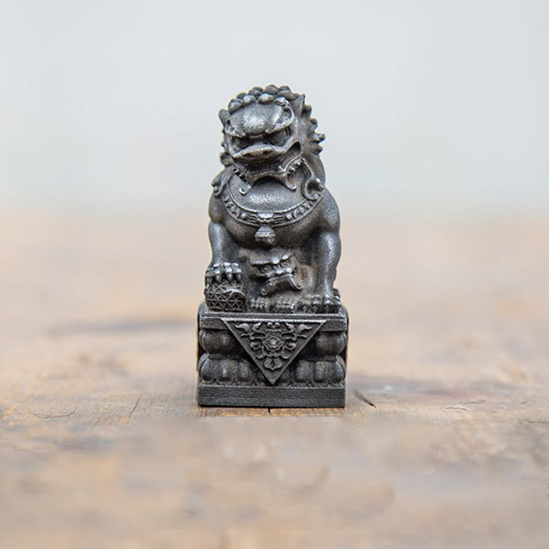 Estatua de resina fundida con óxido de hierro y polvo de león hecha a mano con Buddha Stones, protección contra el mal, decoración del hogar