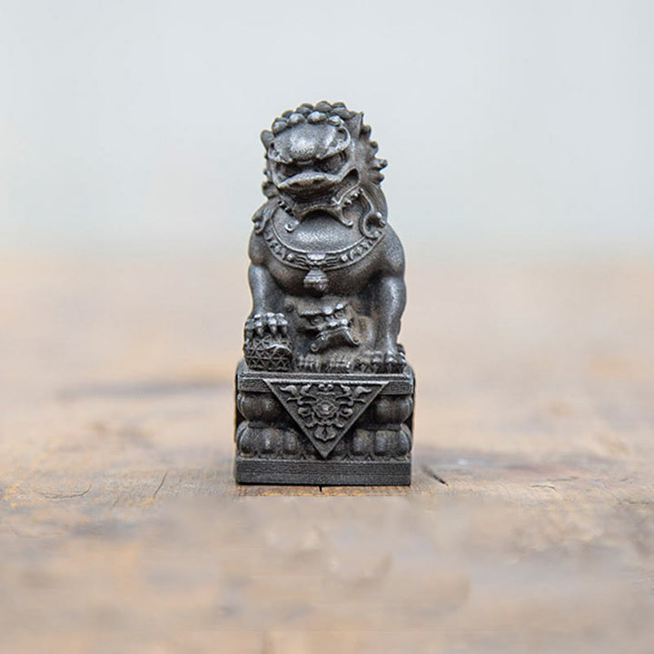 Estatua de resina fundida con óxido de hierro y polvo de león hecha a mano con Buddha Stones, protección contra el mal, decoración del hogar