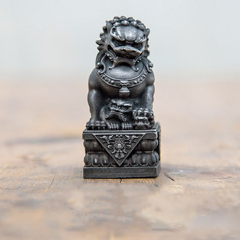 Estatua de resina fundida con óxido de hierro y polvo de león hecha a mano con Buddha Stones, protección contra el mal, decoración del hogar