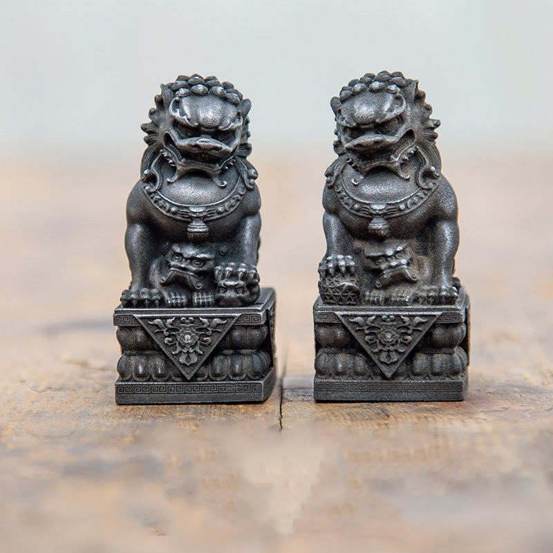 Estatua de resina fundida con óxido de hierro y polvo de león hecha a mano con Buddha Stones, protección contra el mal, decoración del hogar