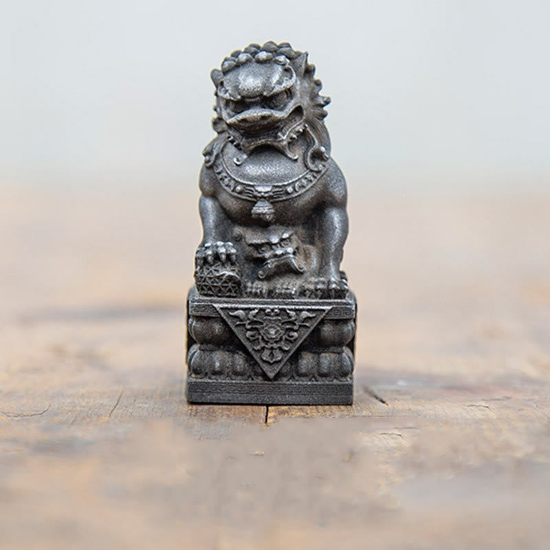 Estatua de resina fundida con óxido de hierro y polvo de león hecha a mano con Buddha Stones, protección contra el mal, decoración del hogar