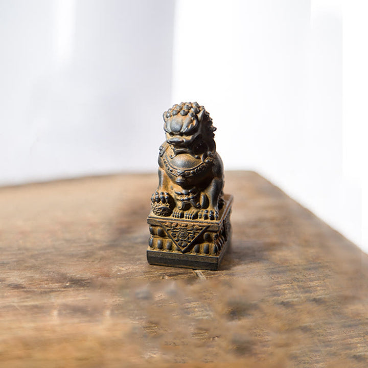 Estatua de resina fundida con óxido de hierro y polvo de león hecha a mano con Buddha Stones, protección contra el mal, decoración del hogar